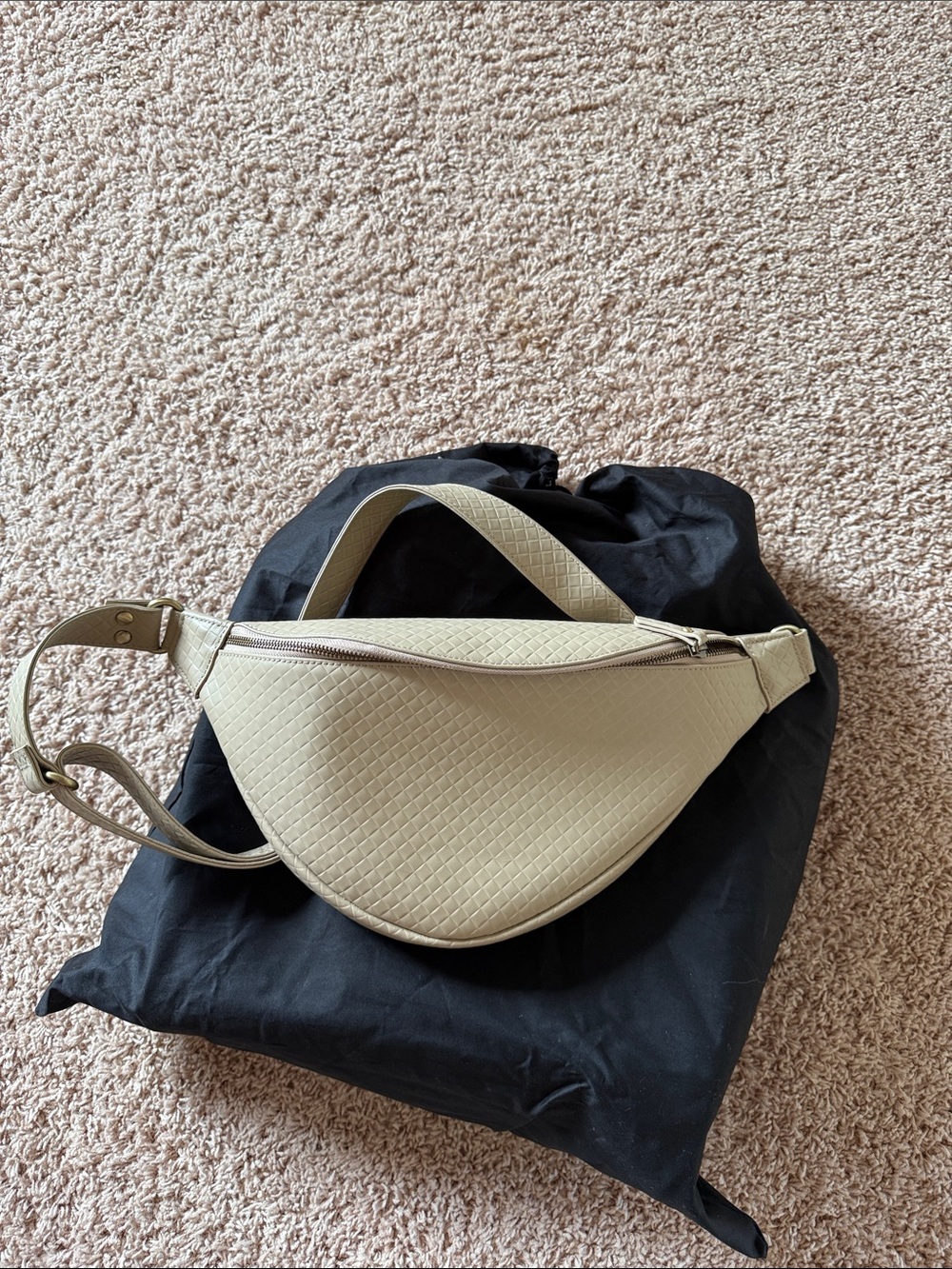 Tan leather sling bag